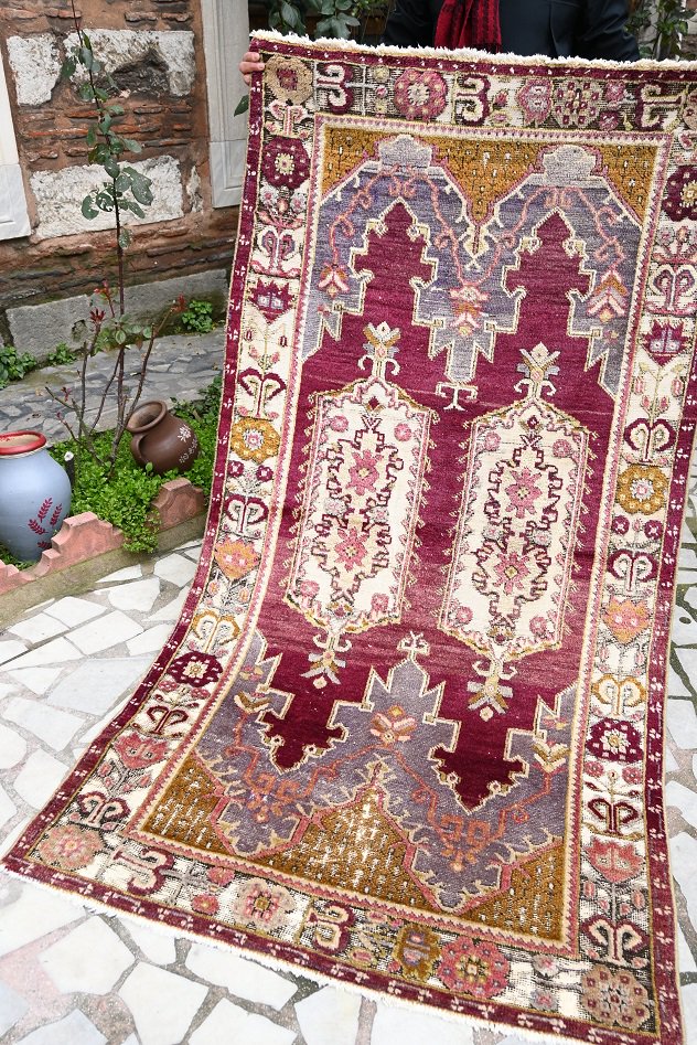 セミアンティーク絨毯/トルコ・ニーデ・マーデン約204×108cm - 手織り