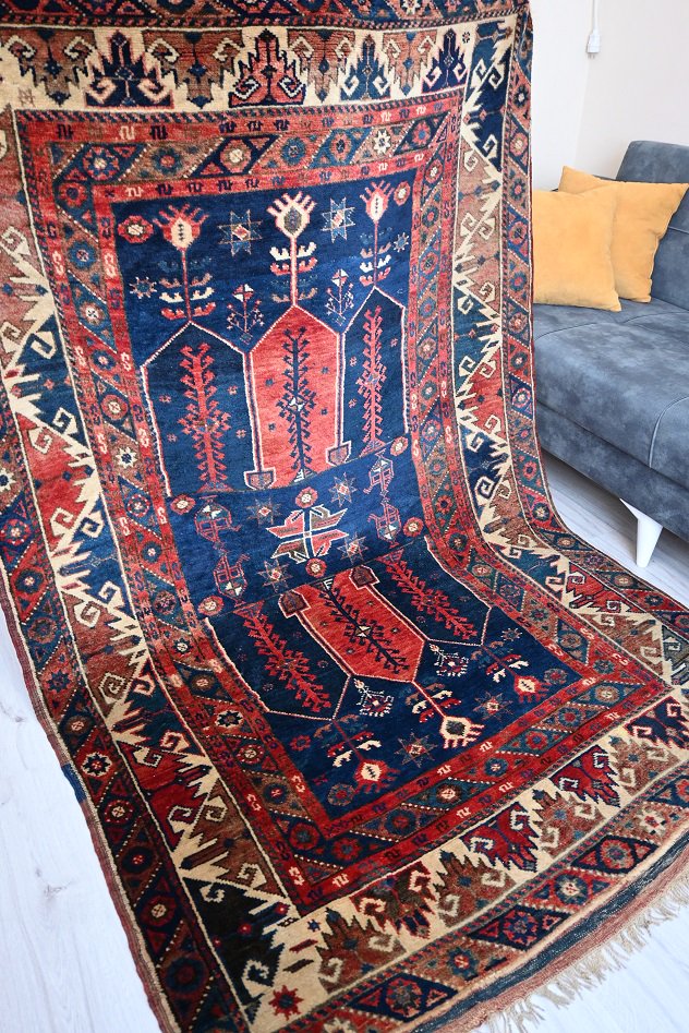 セミアンティーク絨毯/トルコ絨毯・ドシェメアルト約216×136cm