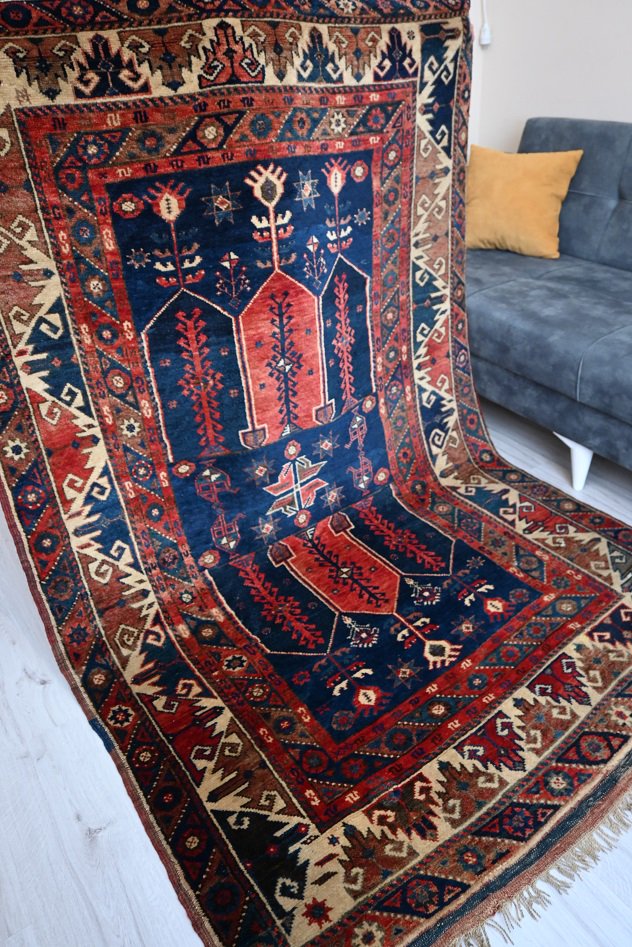 セミアンティーク絨毯/トルコ絨毯・ドシェメアルト約216×136cm