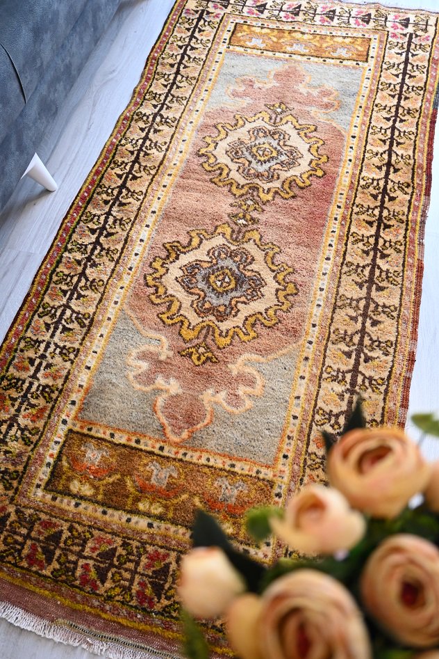 オールド絨毯/トルコ絨毯・ニーデ・マーデン約193×89cm - 手織り絨毯