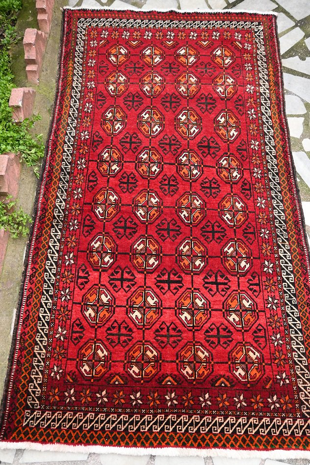オールド絨毯/イラン・ブハラデザイン/トライバルラグ約178×96cm