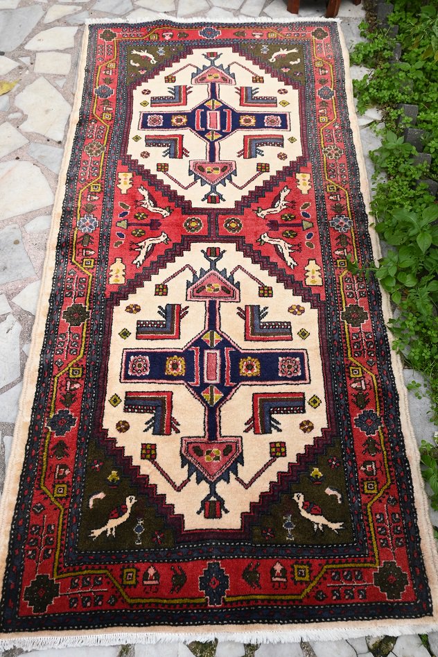 オールド絨毯/アゼルバイジャン/約191×89cm - 手織り絨毯＆キリム