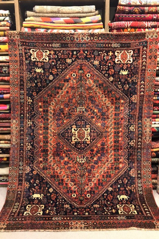 セミアンティーク絨毯/イラン・シラーズ/トライバルラグ約215×153cm 