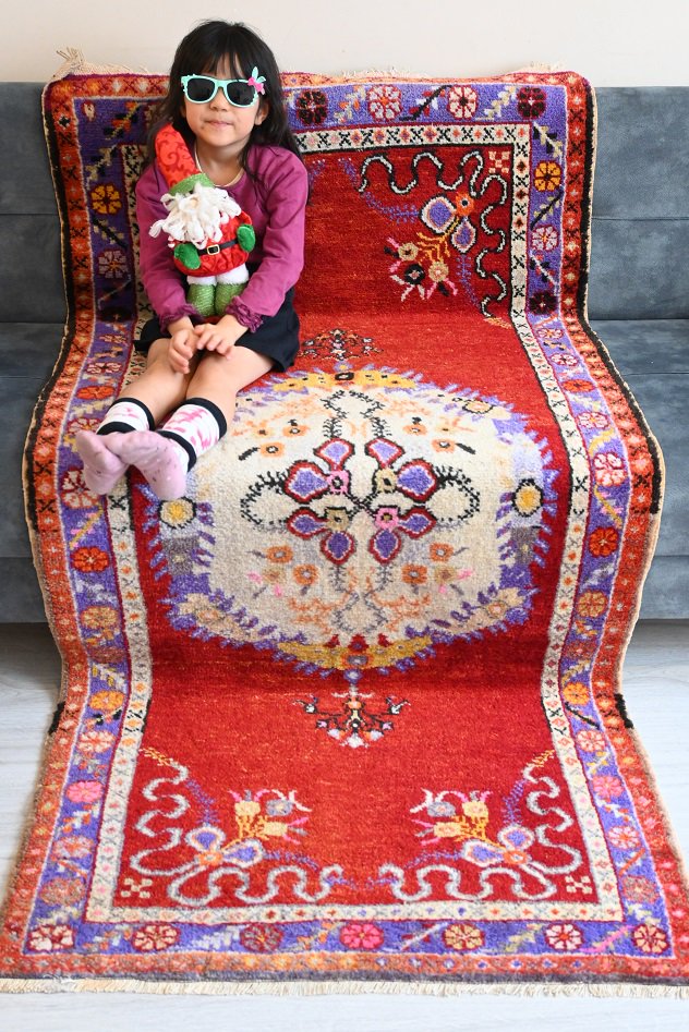 オールド絨毯/トルコ/デニズリ・ギュネイ約207×94cm - 手織り絨毯