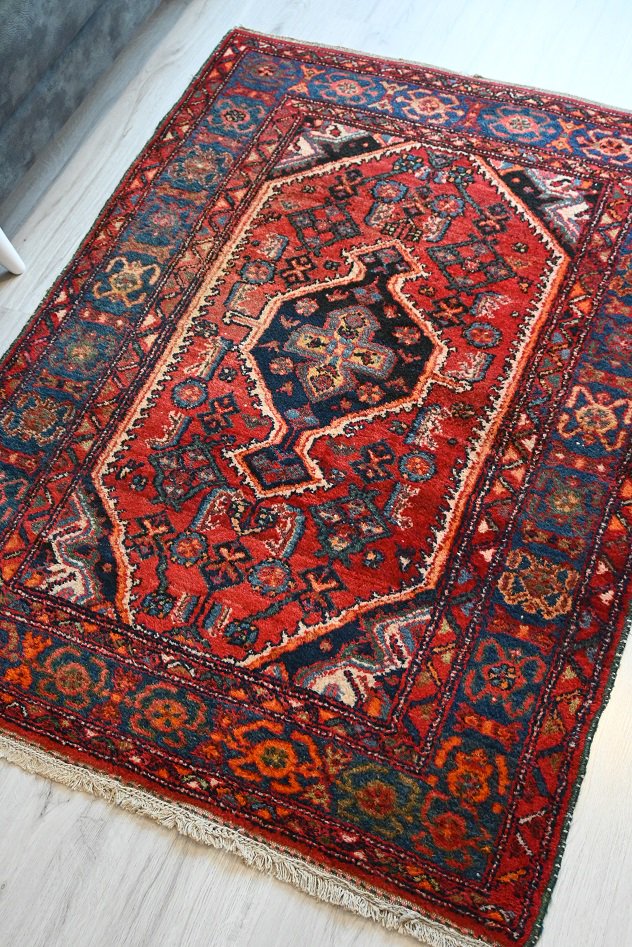 セミアンティーク絨毯/イラン・ハマダン/トライバルラグ約147×108cm - 手織り絨毯＆キリム☆Heaven's Door