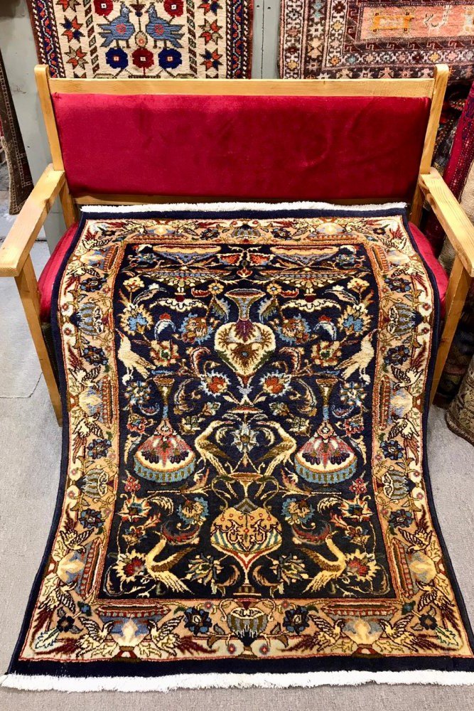 オールド絨毯/イラン・イスファハン/ペルシャ絨毯約140×98cm - 手織り
