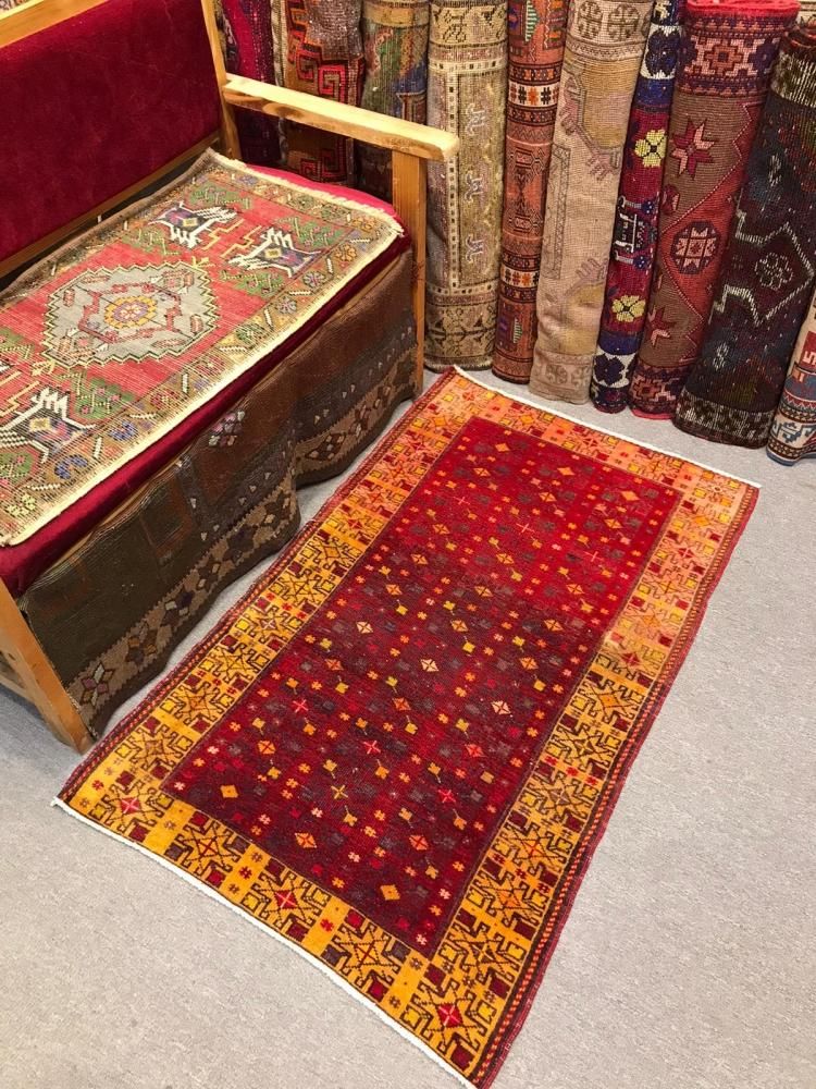 セミアンティーク絨毯/トルコ/デニズリ約125×77cm - 手織り絨毯