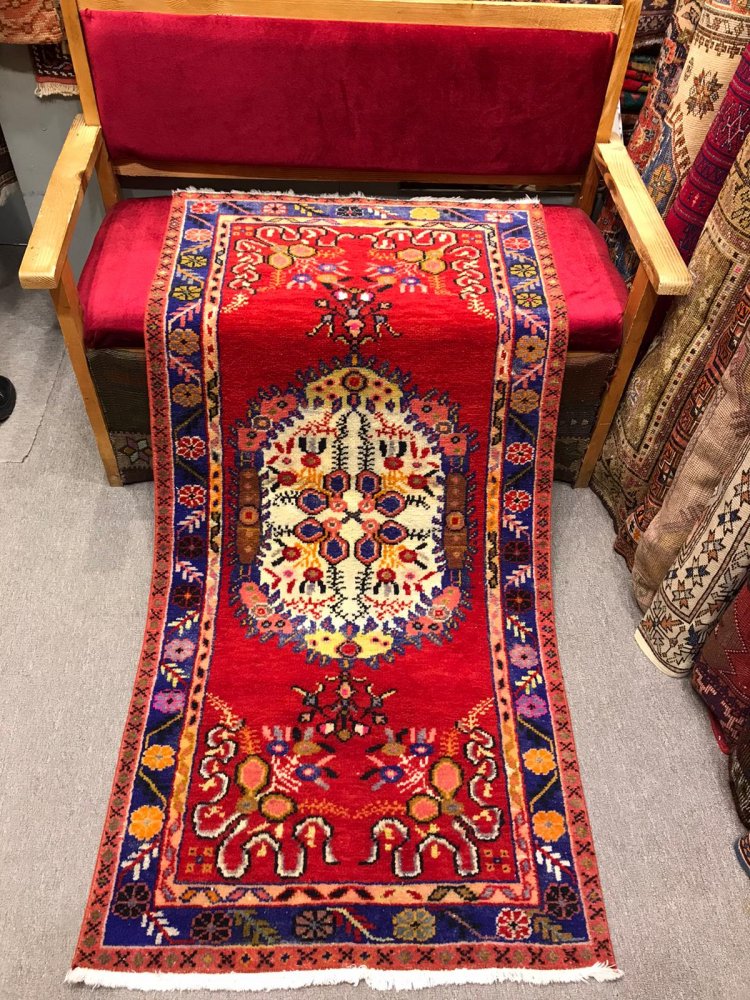 オールド絨毯/トルコ/デニズリ・ギュネイ約167×81cm
