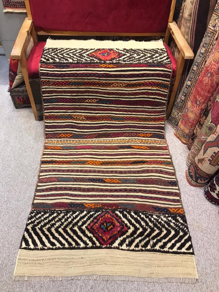 247×136cm 手織り 絨毯 カーペット ヴィンテージ ラグ - ラグ・カーペット