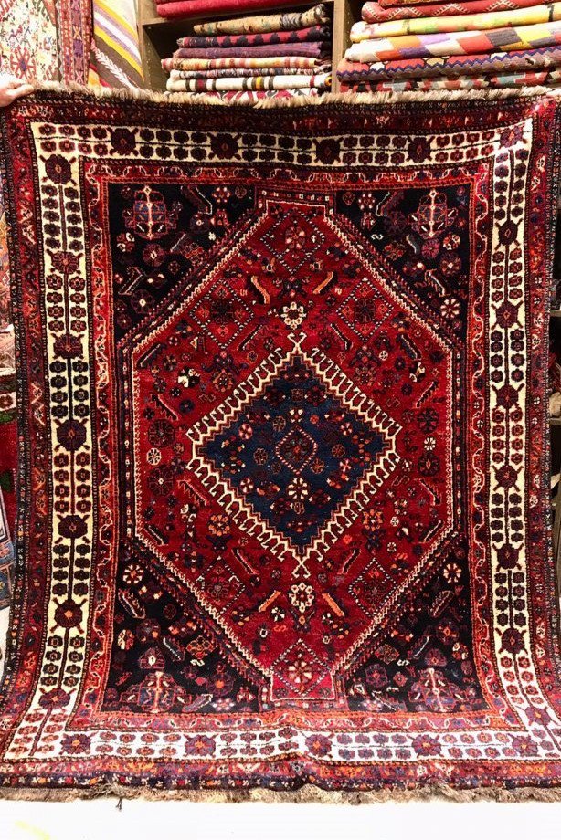 セミアンティーク絨毯/イラン・シラーズ/トライバルラグ約210×158cm
