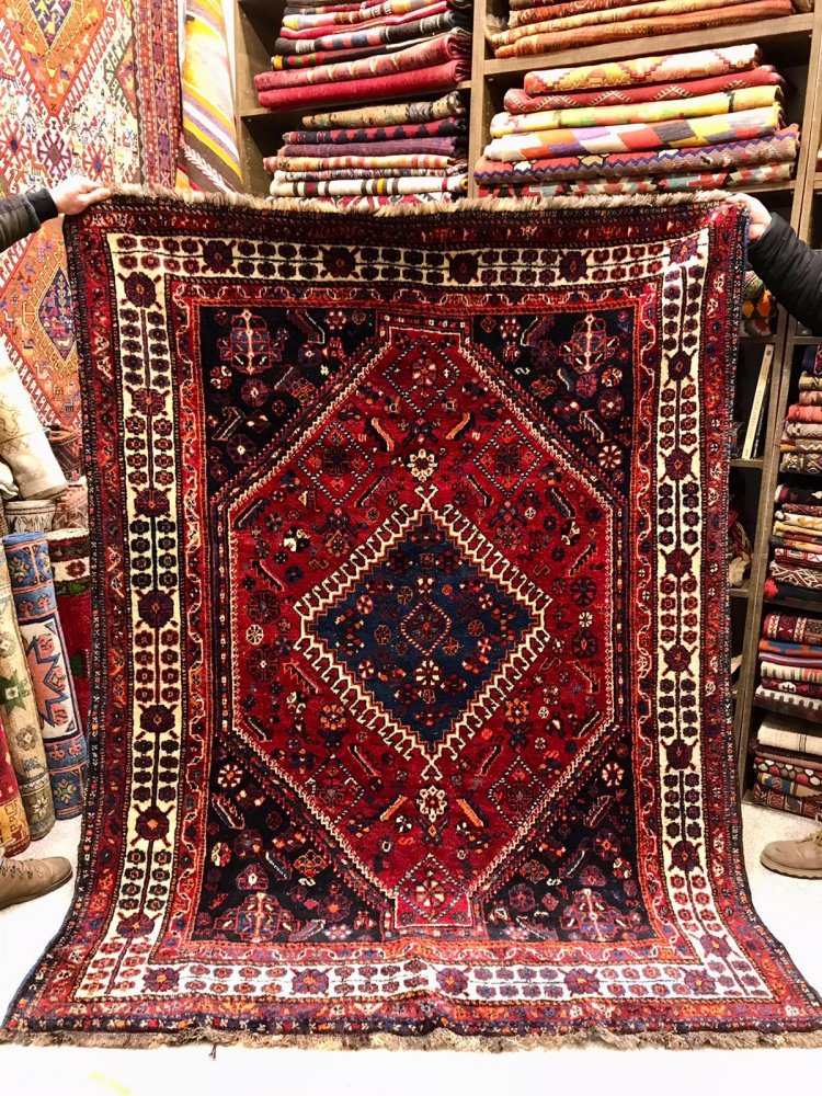 セミアンティーク絨毯/イラン・シラーズ/トライバルラグ約210×158cm