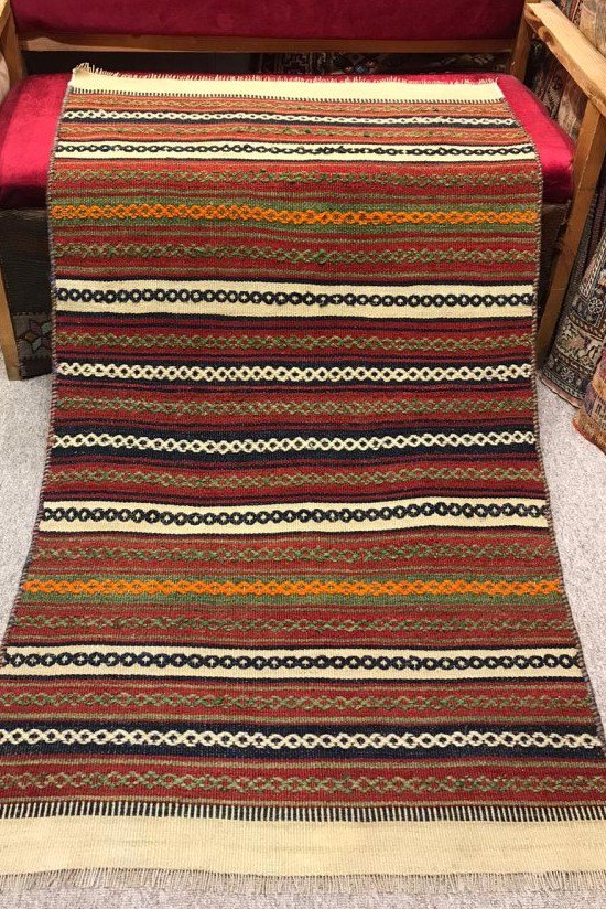 オールドキリム/イラン・ロリ族/ジジム織りキリム約155×88cm - 手織り