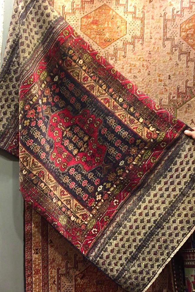 オールド絨毯（両端キリム）/イラン・バルーチ/トライバルラグ約148×85cm 手織り絨毯＆キリム☆Heaven's Door