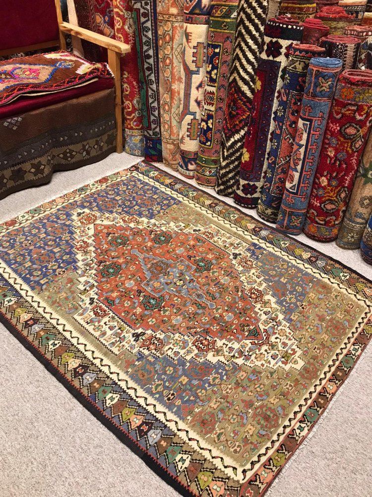 オールドキリム/イラン・セネ/クルド約152×120cm - 手織り絨毯＆キリム