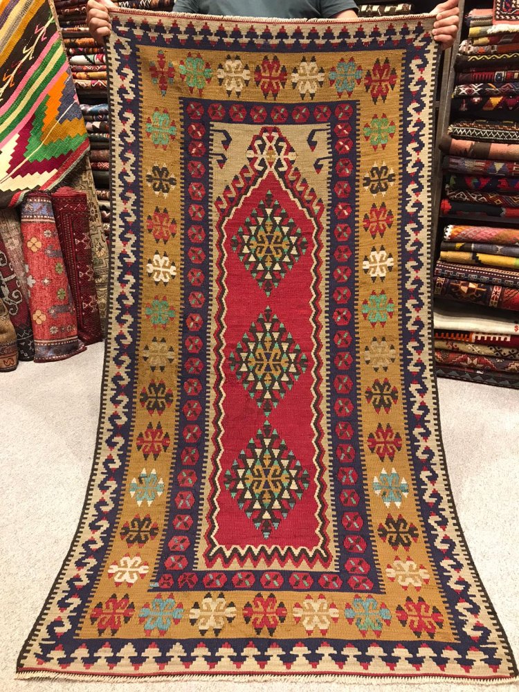 オールドキリム/トルコ・コンヤ・ヤフヤル/約179cm×91cm - 手織り絨毯