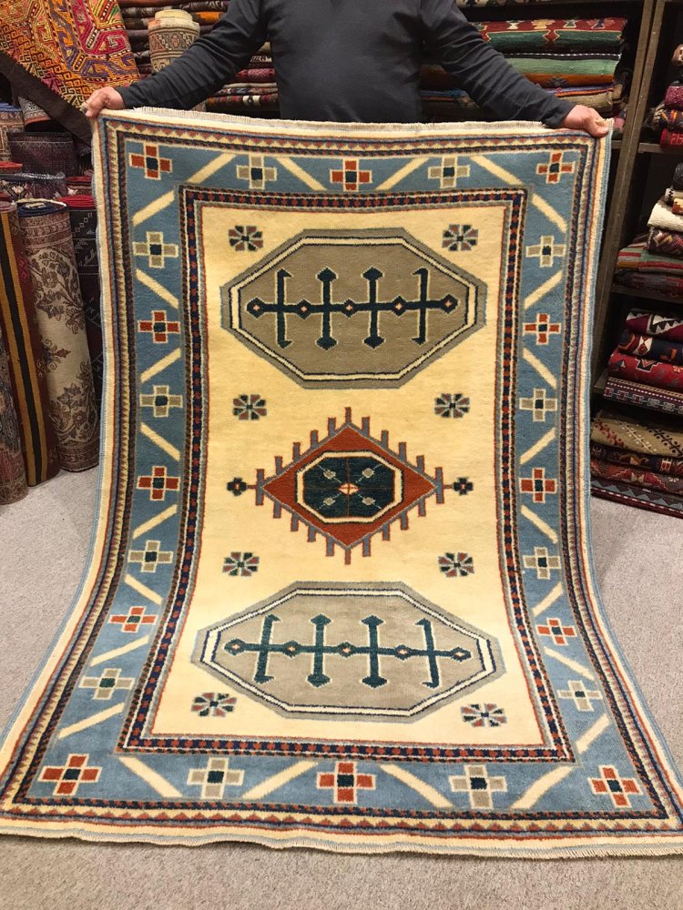新しい絨毯/トルコ・マニサ約181×125cm 手織り絨毯＆キリム☆Heaven's Door