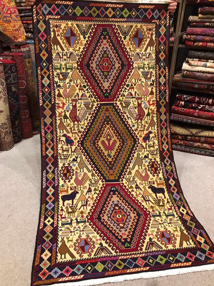 新しいキリム/イラン/シャーセバン・スマック織りキリム約197×100cm