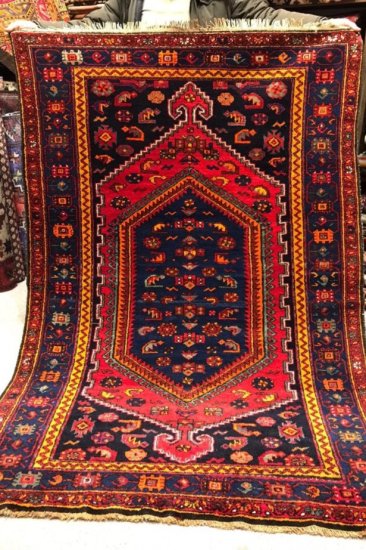 セミアンティーク絨毯/イラン・ハマダン/トライバルラグ約147×108cm