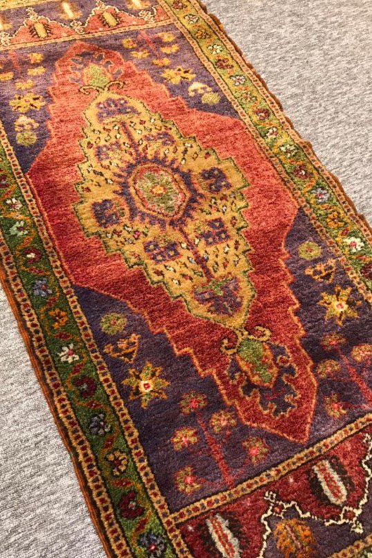 オールド絨毯/トルコ・コンヤ・タシュプナル約135×62cm 手織り絨毯＆キリム☆Heaven's Door