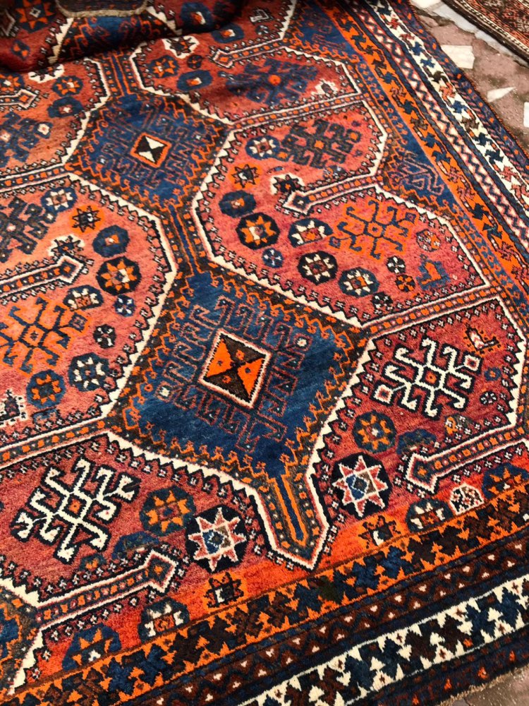 サイズY971 イラン産 トライバルラグ 民族手織り絨毯 ウール 182×111㎝