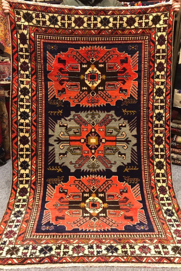 アゼルバイジャン手織り絨毯 - 玄関/キッチンマット