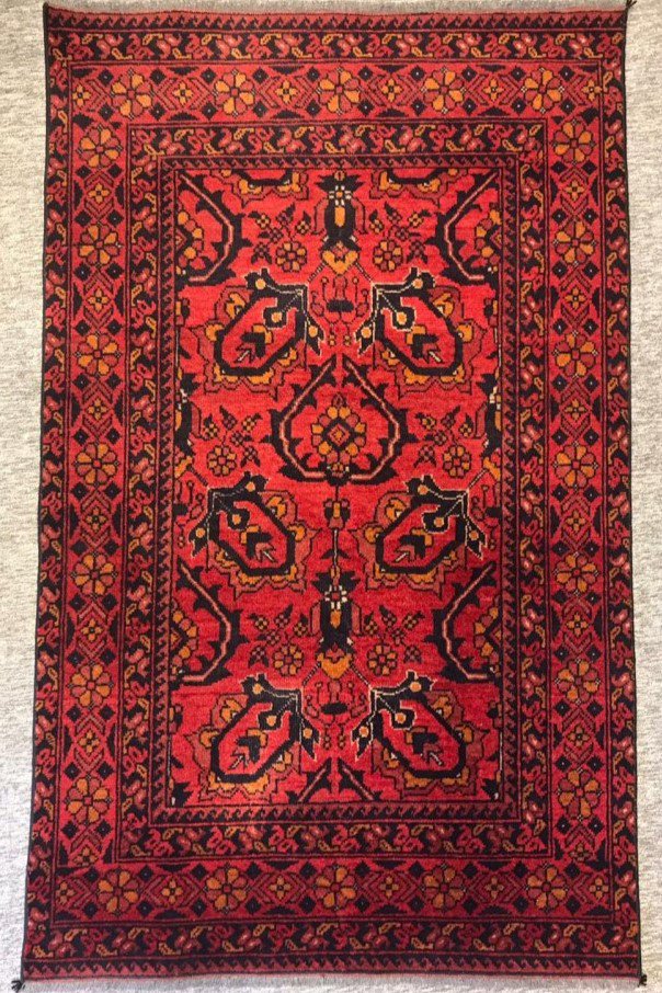 オールド絨毯/アフガン絨毯約147×90cm - 手織り絨毯＆キリム☆Heaven's