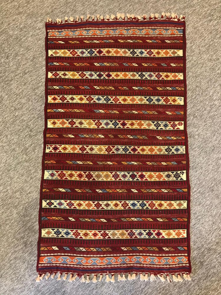 オールドキリム/トルコ・マニサ/ジジム織り約128×72cm - 手織り絨毯