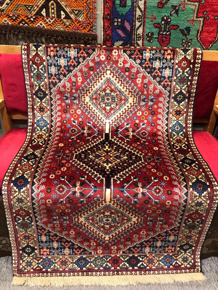 セミオールド絨毯/イラン・ヤラメ/トライバルラグ約132×81cm - 手織り