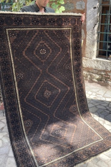セミアンティーク絨毯/イラン・バルーチ約220×128cm - 手織り絨毯