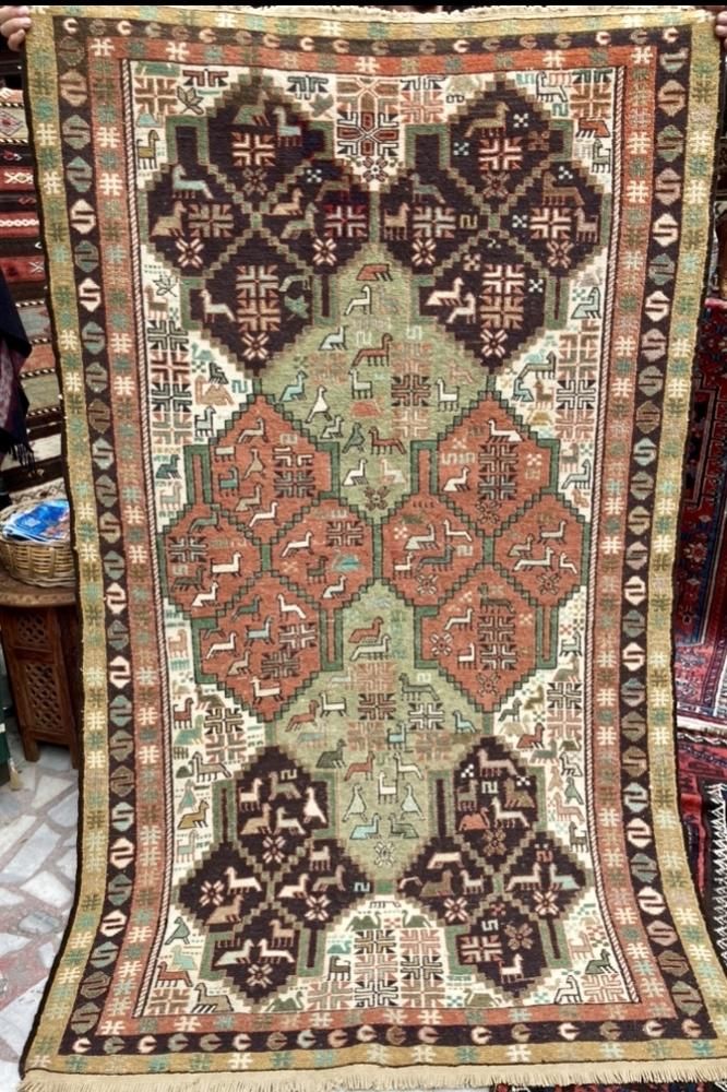 ペルシャ オールド スマック キリム オールドキリム/イラン/スマック織りキリム約204×125cm - 手織り絨毯