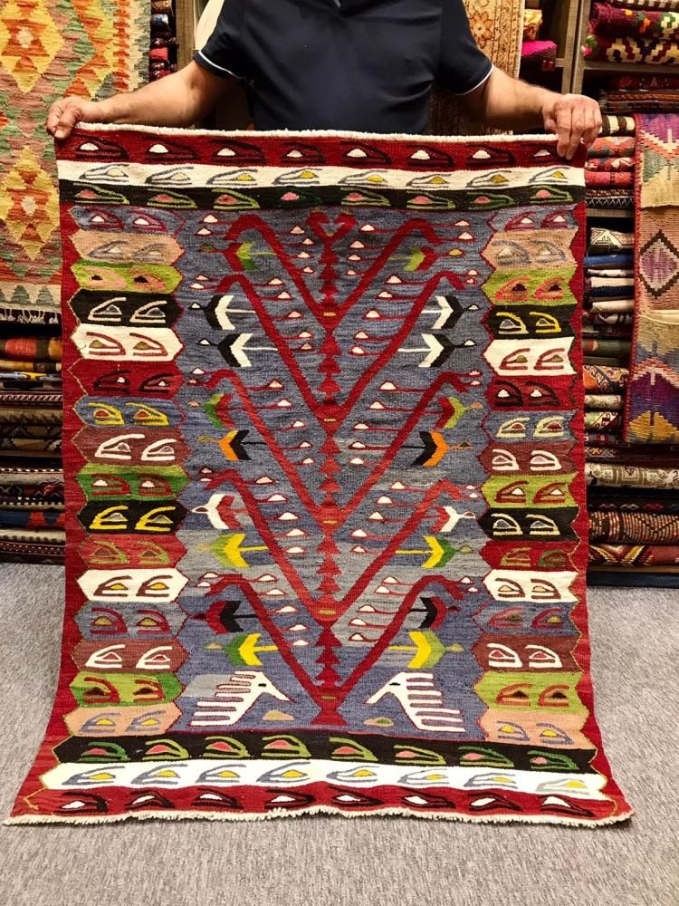 オールドキリム/トルコ・ウシャク・エシュメ約136×102cm - 手織り絨毯