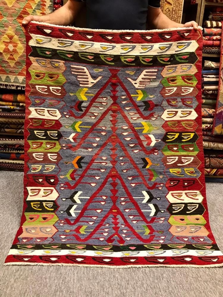 オールドキリム/トルコ・ウシャク・エシュメ約136×102cm - 手織り絨毯