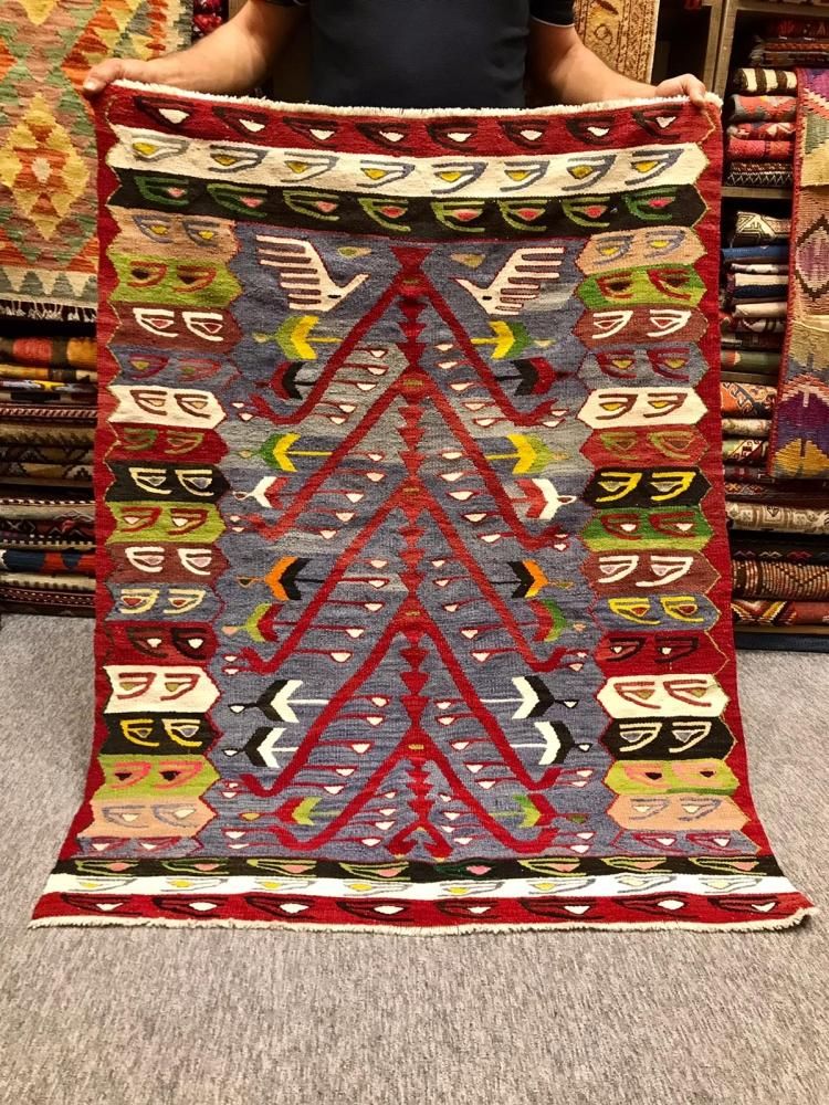 オールドキリム/トルコ・ウシャク・エシュメ約136×102cm - 手織り絨毯