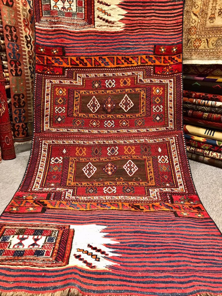 キリム スマック織 ペルシャ絨毯 カーペット 209×122 動物柄 - カーペット