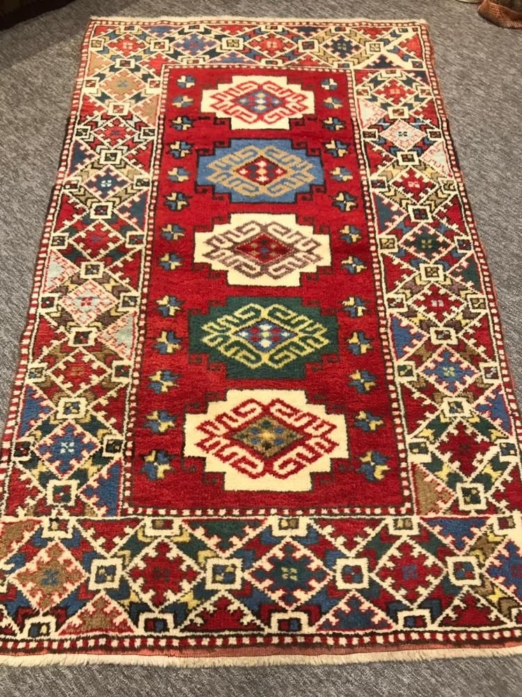 オールド絨毯/トルコ・マニサ・ユントダー約142×85cm - 手織り オールド絨毯/トルコ・マニサ・ユントダー約142×85cm - 手織り