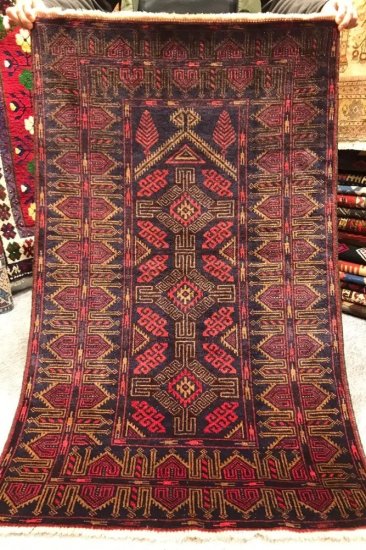 オールド絨毯/アゼルバイジャン/約191×89cm - 手織り絨毯＆キリム 