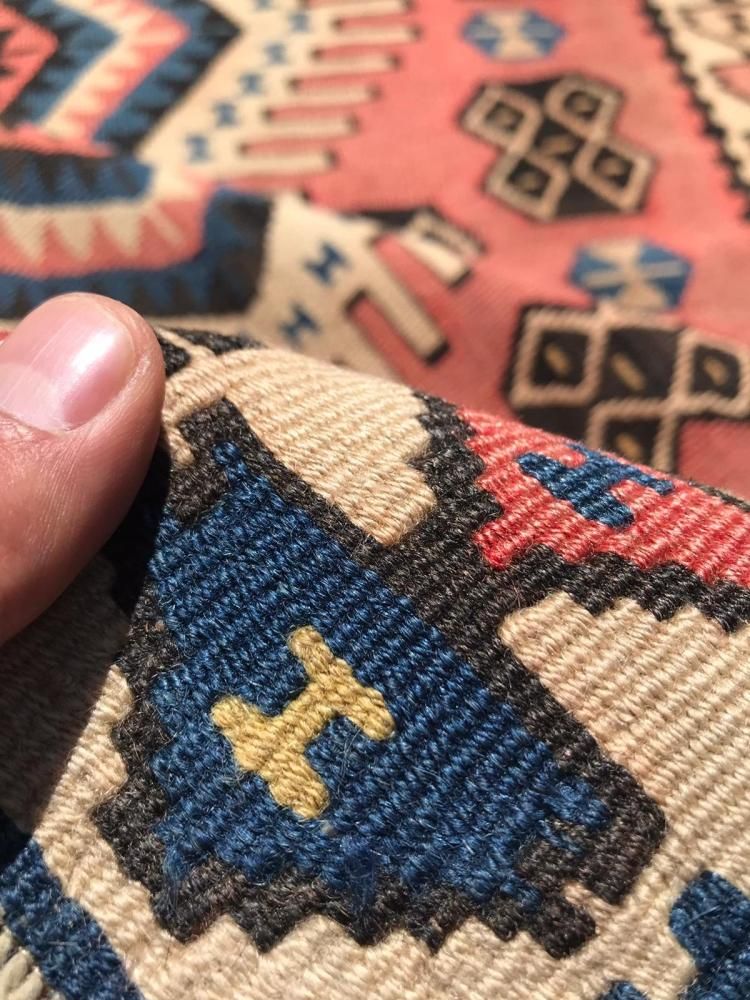 トルコのキリム手織りラグ セミオールド エスニック size-155×105cm