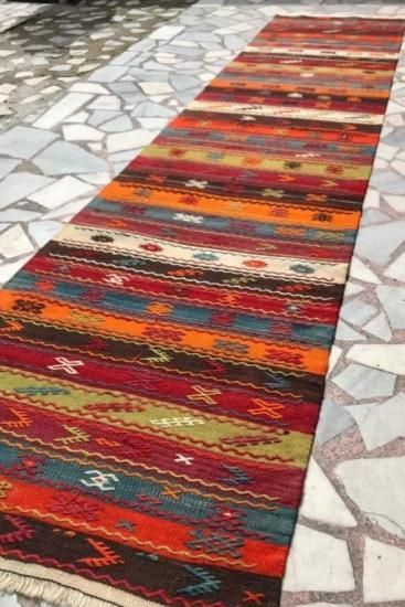 手織り トルクメン族 ラグ ヴィンテージ 198×124センチ キリム(手織り