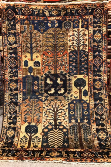 オールド絨毯/イラン・バルーチ/ブハラデザイン•トライバルラグ約132 
