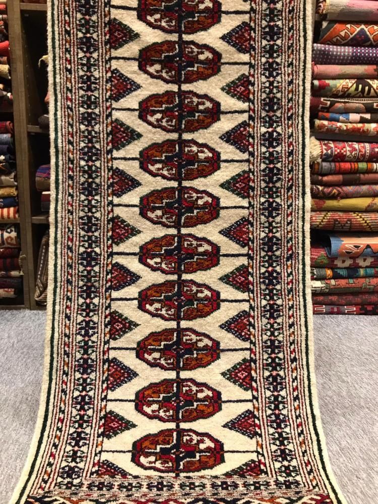 新しい絨毯/トルクメン・ブハラ/トライバルラグ/ミニランナー約123