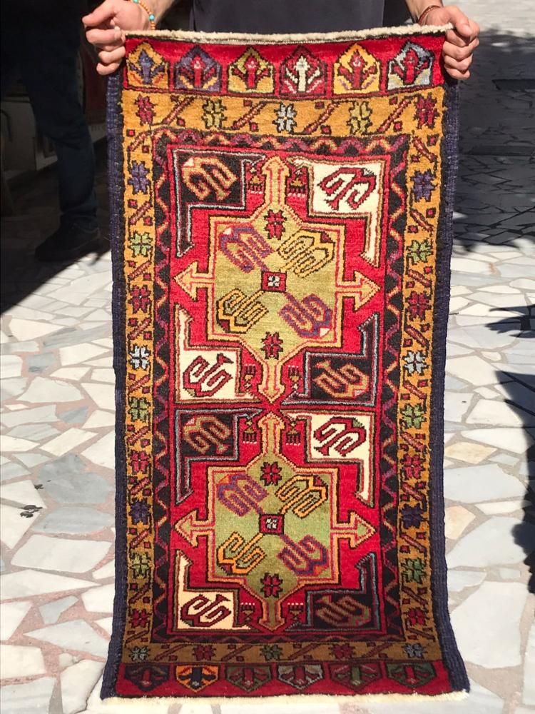 トルコ絨毯、キリム オールドキリム/トルコ・デニズリ約134×121cm - 手織り絨毯