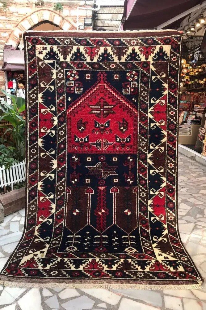 オールド絨毯/トルコ絨毯・ドシェメアルトゥ約224×129cm - 手織り絨毯