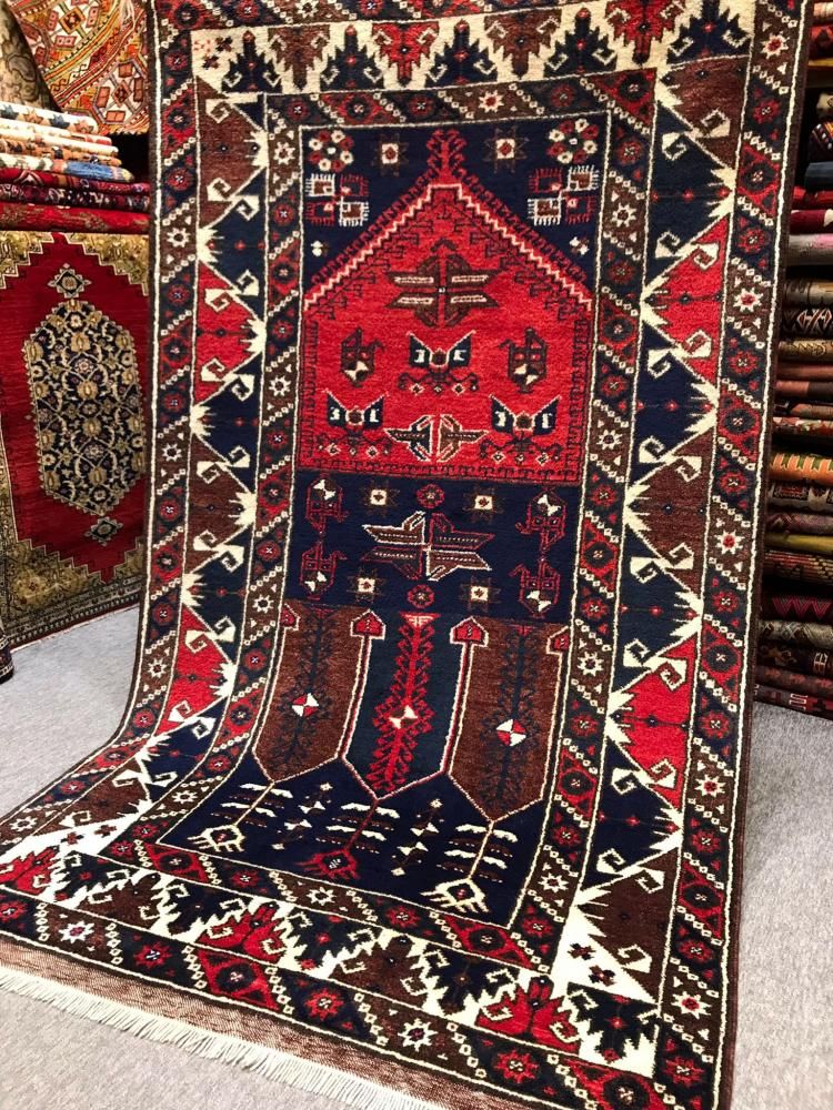 トルコ　オブルック　キリム オールド絨毯/トルコ絨毯・ドシェメアルトゥ約224×129cm