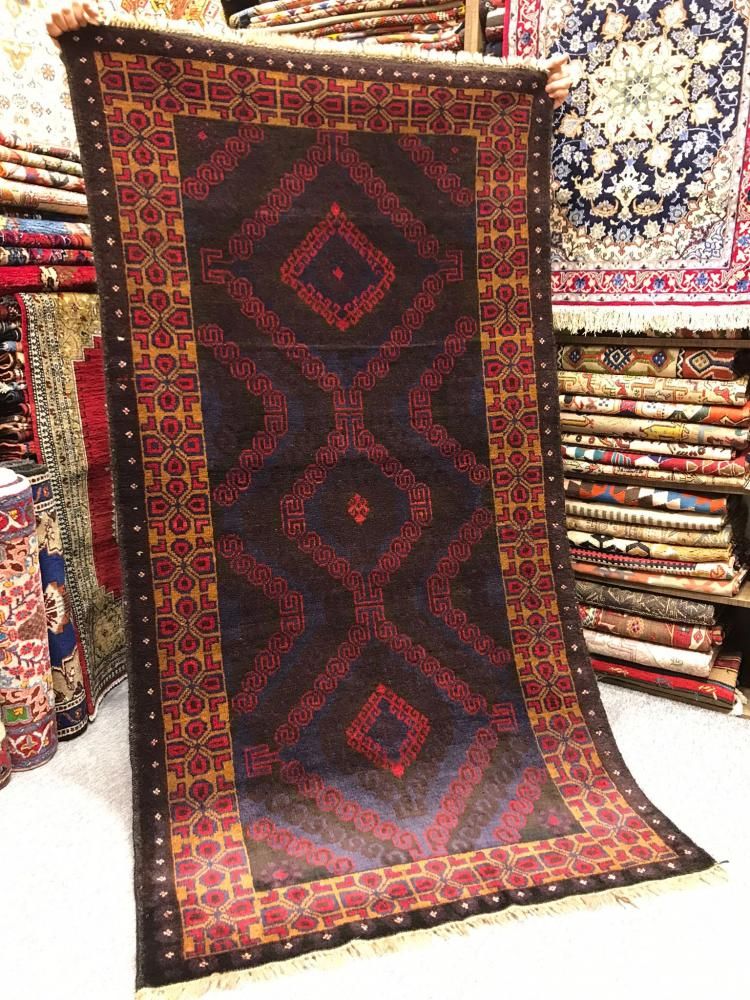 ペルシャ絨毯　オールド　バルーチ　トライバルラグ　イラン　手織り(12) オールド絨毯/イラン・バルーチ/トライバルラグ約139×85cm - 手織り