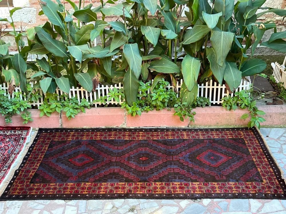 バルーチキリムラグ オールド絨毯/イラン・バルーチ/トライバルラグ約205×108cm - 手織り