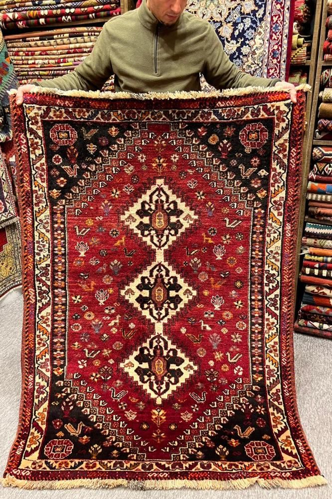 157×91cm ペルシャ手織り絨毯 トライバルラグ 【公式通販】