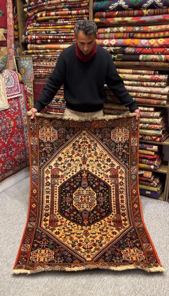 オールド絨毯/イラン・シラーズ/トライバルラグ約160×105cm - 手織り