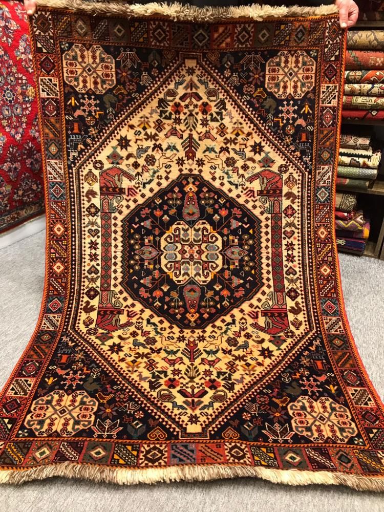 オールド絨毯/イラン・シラーズ/トライバルラグ約160×105cm - 手織り