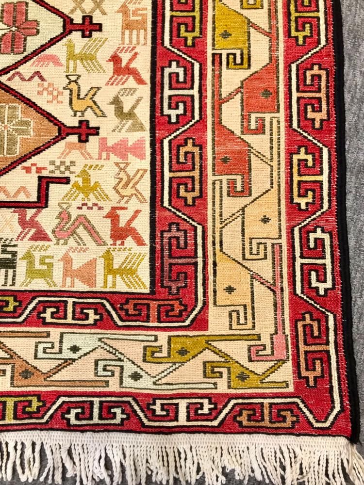 キリム 141×102cm 動物柄 手織り スマック織り コットン×シルク 184828626_o3.jpg?