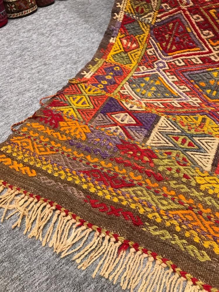 トルコ製 手織りキリム オールドキリム/トルコ・シワス/ジジム織り163×104cm - 手織り